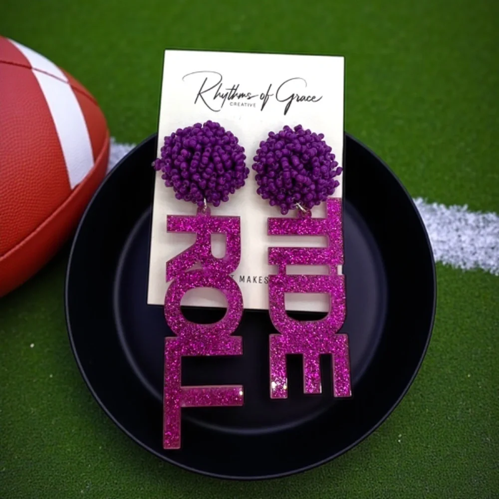 Beaded Alabama Roll Tide Dangle Earrings – Alabama Crimson Tide Spirit ✨NWT